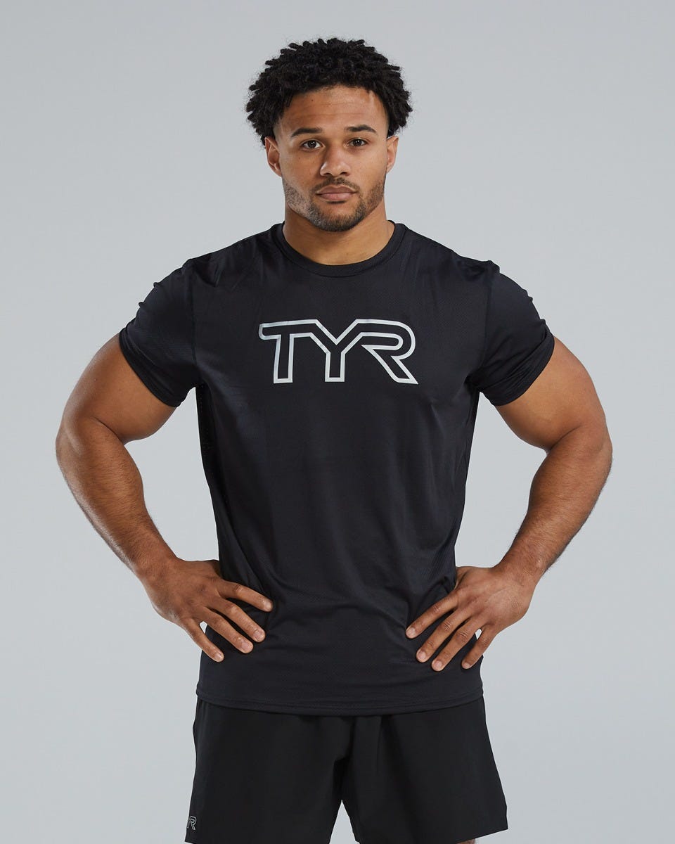 TYR Tricou tehnic TYR Airtec Big Logo Tee - negru | respirabil