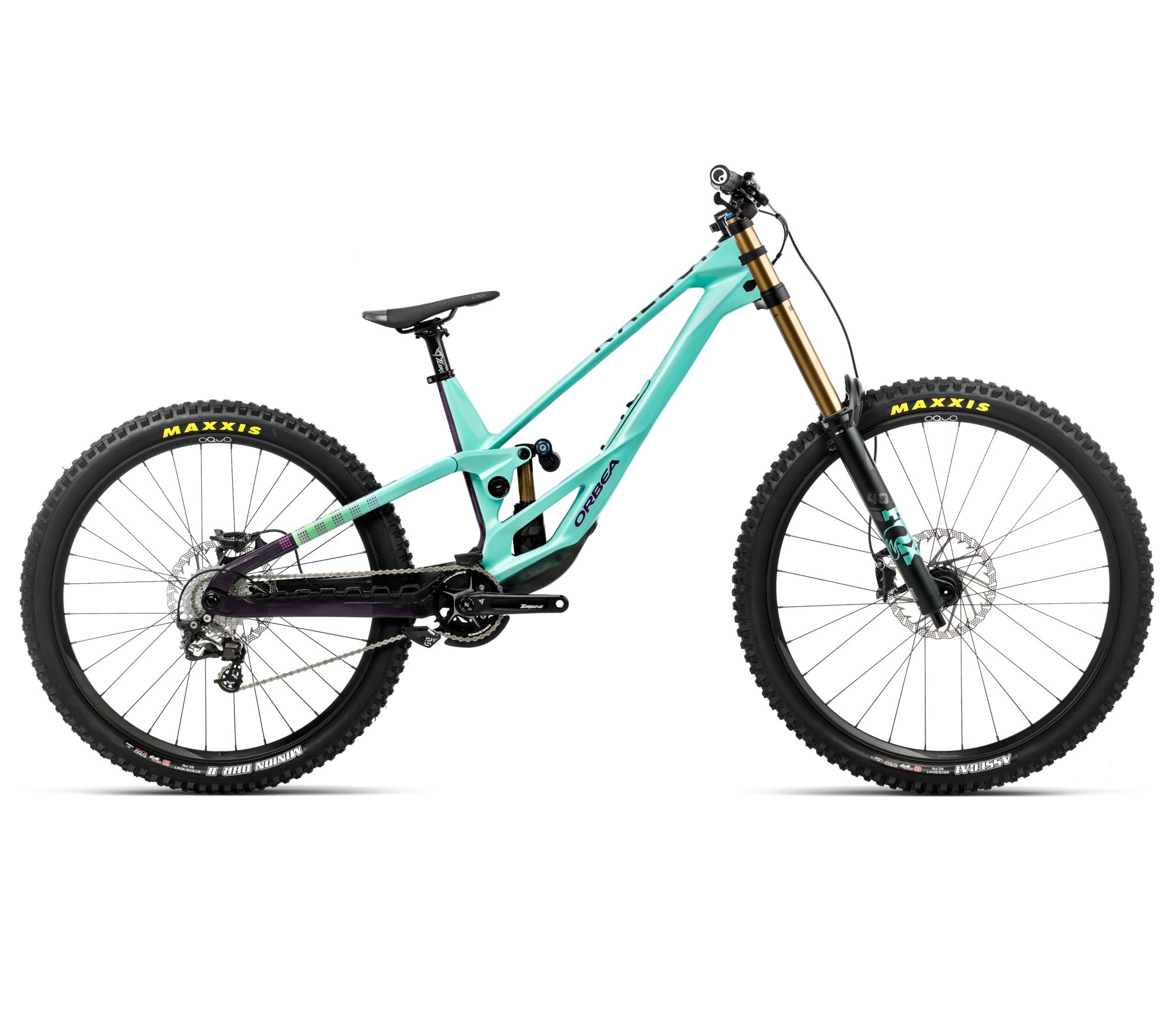 Orbea Orbea RALLON 450 E-LTD (2026) - bicicletă MTB Enduro full suspension - Aloha Green  |  Fantasy Purple Carbon View (Gloss) - Lungime chainstay 450 mm