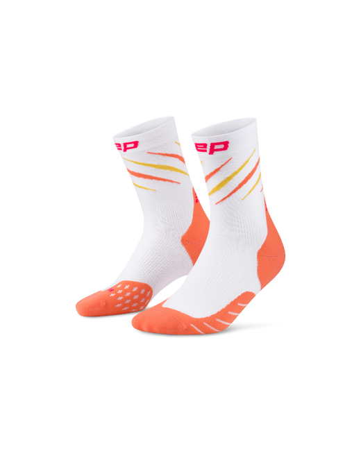 Sosete compresie medii alergare CEP Core Run Edition Claws - alb/coral