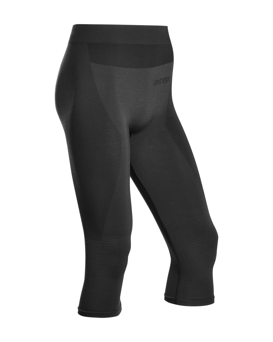orteza hernie inghinala Colanți 3/4 CEP Merino Base Layer Skiing - lână merino | bărbați - black