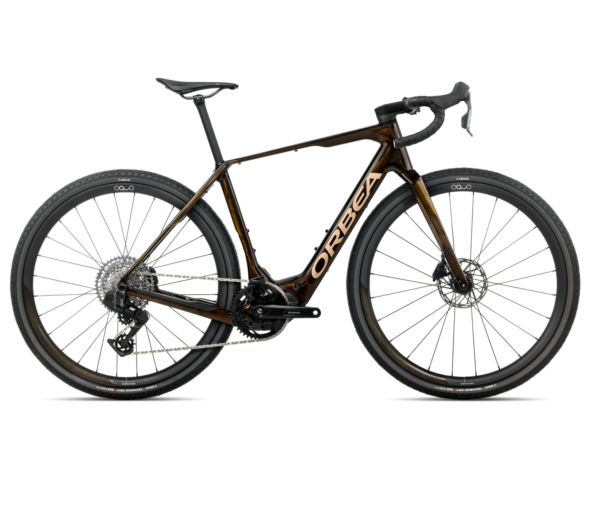 Orbea Orbea DENNA M31e (2026) - bicicletă electrică gravel - Caramel C. View (Gloss)  |  Metallic Gold (Gloss)