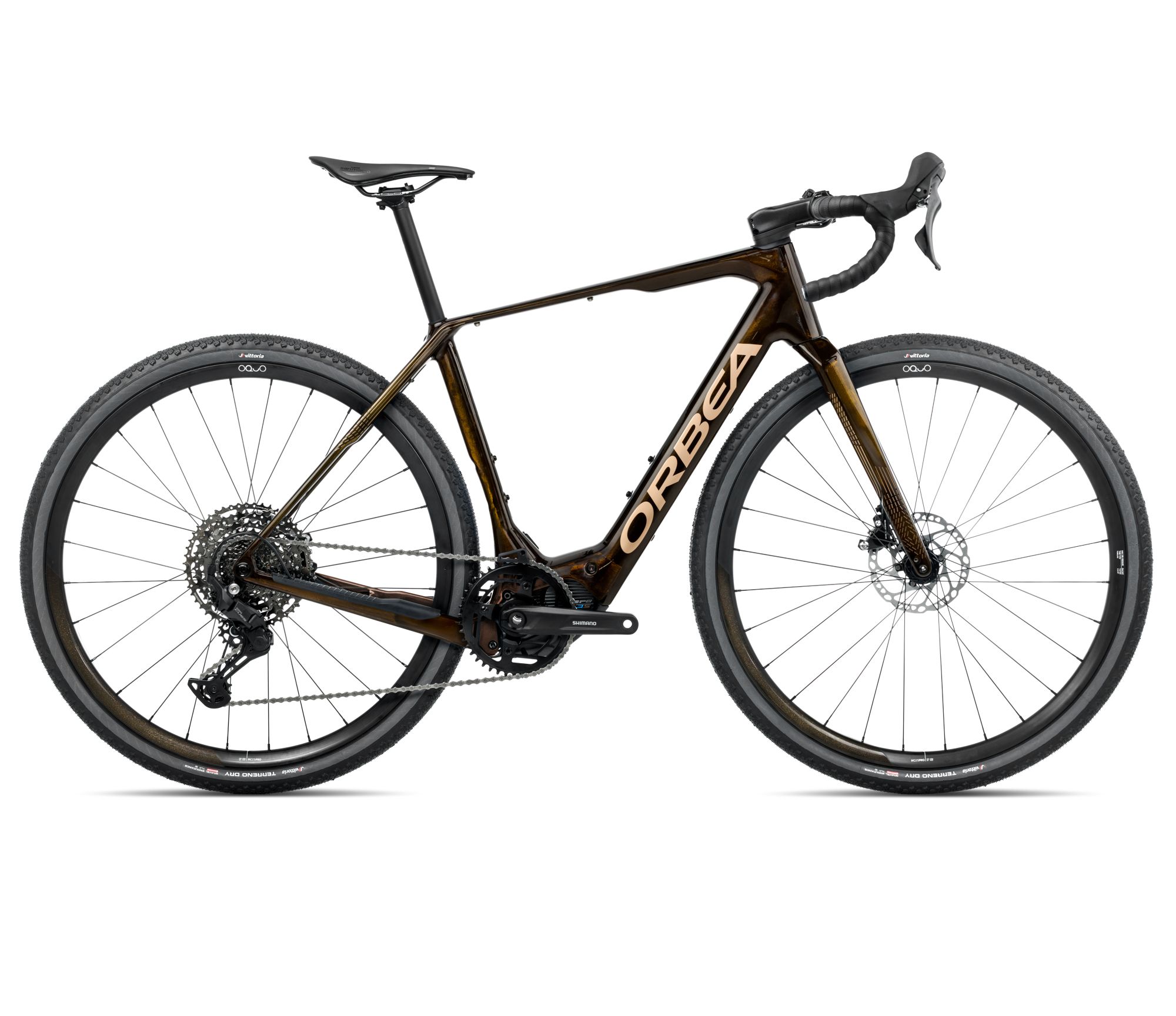 Orbea Orbea DENNA M40
 (2026) - bicicletă electrică gravel - Caramel C. View (Gloss)  |  Metallic Gold (Gloss)