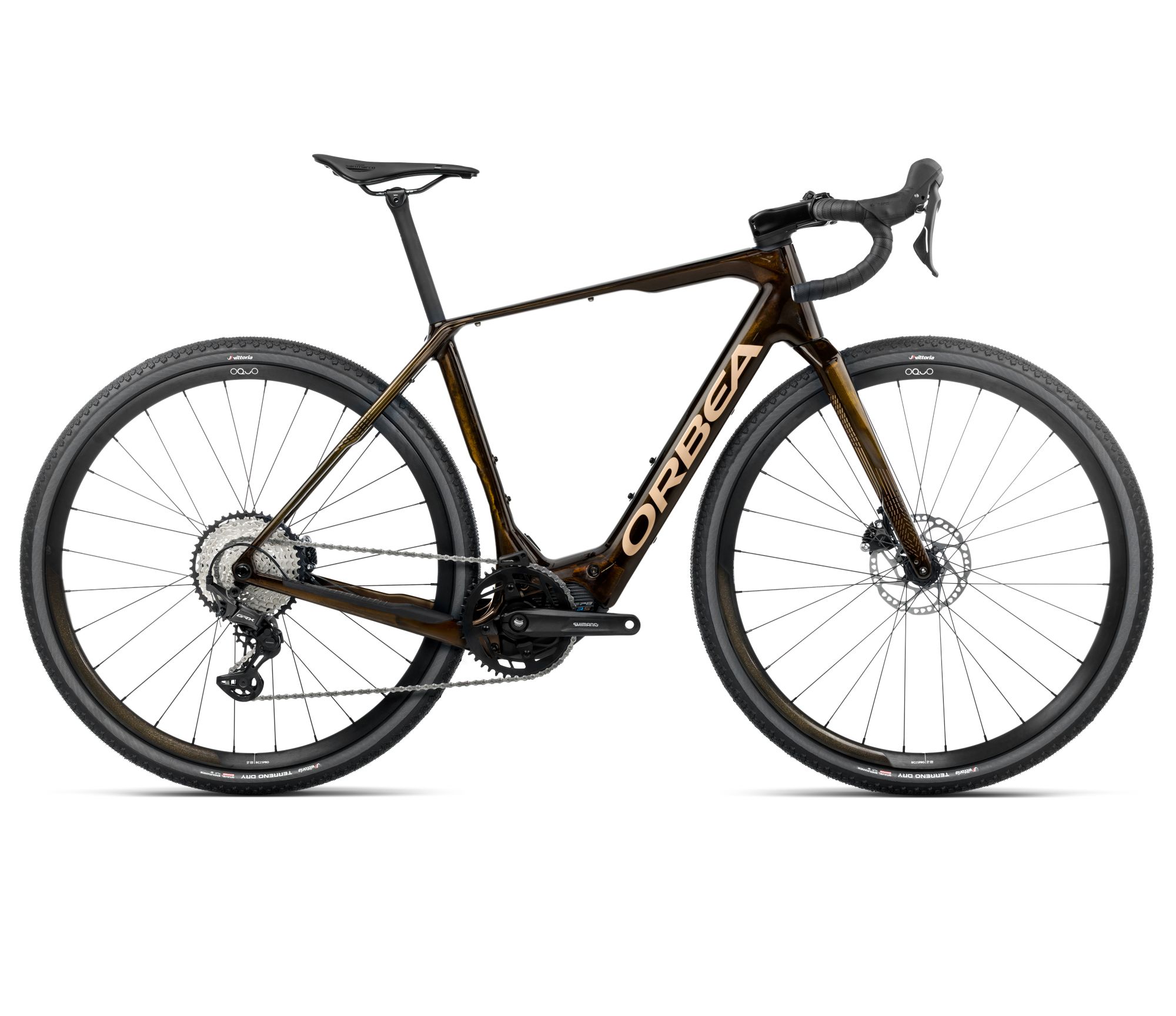 Orbea Orbea DENNA M30
 (2026) - bicicletă electrică gravel - Caramel C. View (Gloss)  |  Metallic Gold (Gloss)