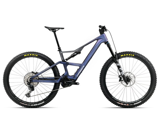 Orbea RISE LT M20 420W (2026) - bicicletă electrică eMTB Trail - Tanzanite Carbon View | Carbon Raw (Matt)