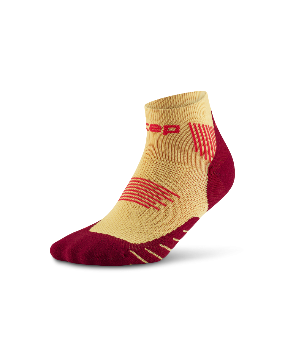 Bicycle Activewear Șosete compresie alergare CEP Run 5.0 Low Cut - galben/bordo | recuperare îmbunătățită
