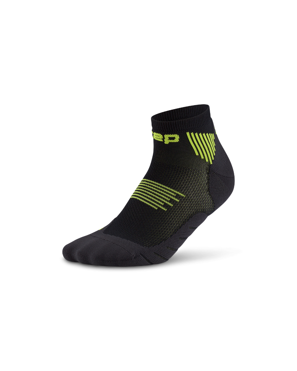 Șosete compresie alergare CEP Run 5.0 Low Cut - negru/lime | recuperare îmbunătățită