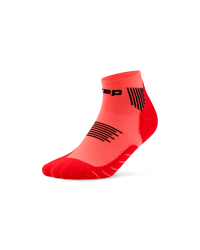 Șosete compresie scurte CEP Run 5.0 - coral neon | femei alergare