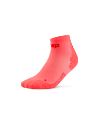 Șosete compresie scurte CEP Run Ultralight 4.0 - coral neon/roșu | tehnologie germană