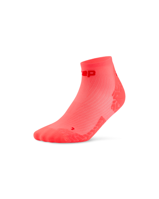 Șosete compresie scurte CEP Run Ultralight 4.0 - coral neon/roșu | tehnologie germană