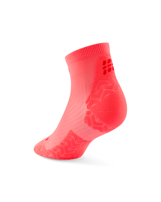 Șosete compresie scurte CEP Run Ultralight 4.0 - coral neon/roșu | tehnologie germană