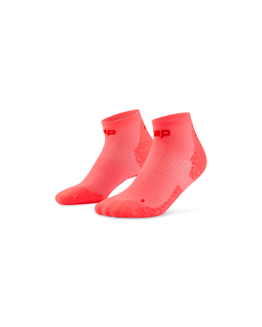 Șosete compresie scurte CEP Run Ultralight 4.0 - coral neon/roșu | tehnologie germană