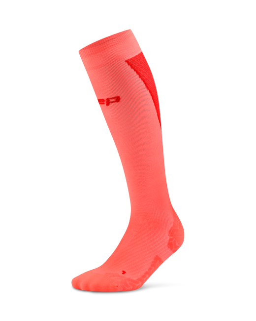 Șosete compresie înalte CEP Run Ultralight 4.0 femei - coral neon/roșu