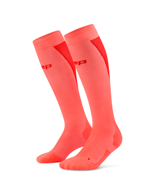 Șosete compresie înalte CEP Run Ultralight 4.0 femei - coral neon/roșu