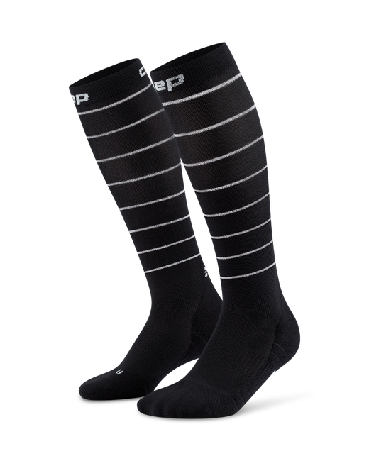 Șosete compresie înalte CEP Pro Run Reflective 2.0 femei - negru | vizibilitate nocturnă