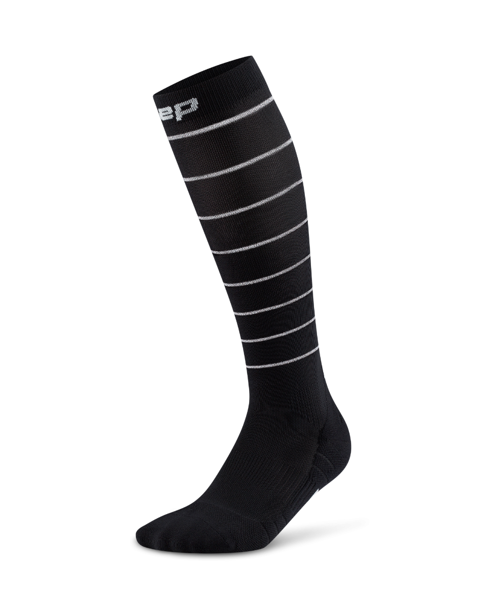 Sporting Goods Șosete compresie înalte CEP Pro Run Reflective 2.0 femei - negru | vizibilitate nocturnă