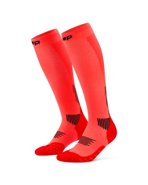 Șosete compresie înalte CEP Run 5.0 femei - coral neon | recuperare rapidă