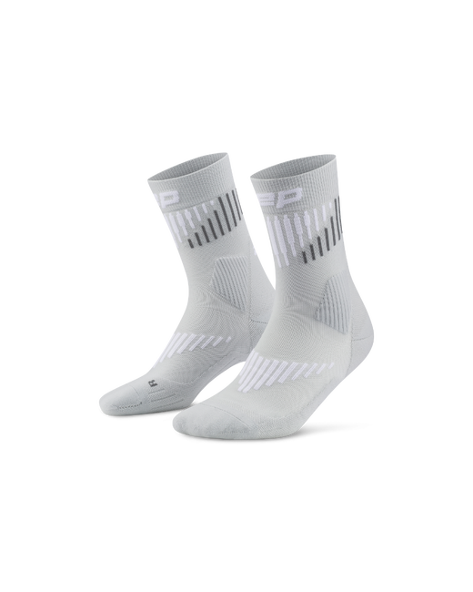 Șosete compresie mid cut CEP Core Run Merino 3.0 - gri | alb | alergare iarnă