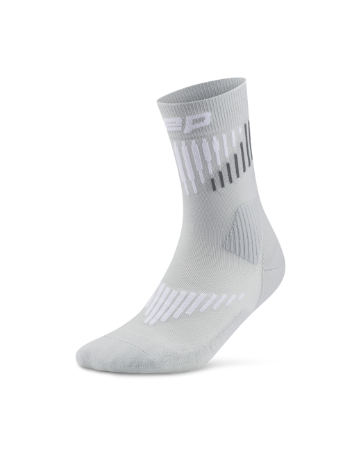 Șosete compresie mid cut CEP Core Run Merino 3.0 - gri | alb | alergare iarnă