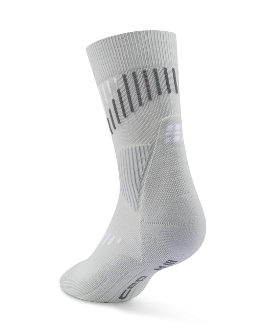 Șosete compresie mid cut CEP Core Run Merino 3.0 - gri | alb | alergare iarnă