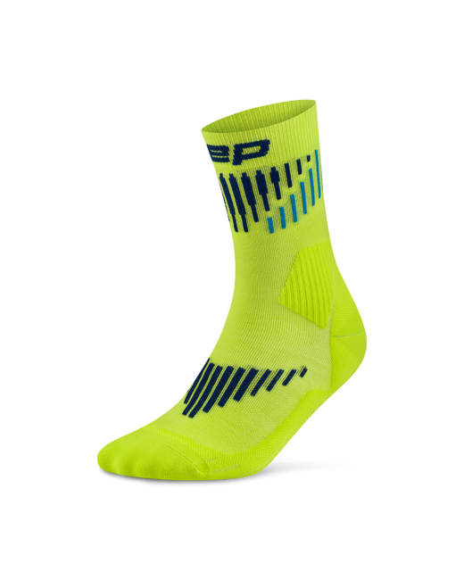 Șosete compresie mid cut CEP Core Run Merino 3.0 - lime | albastru | alergare iarnă