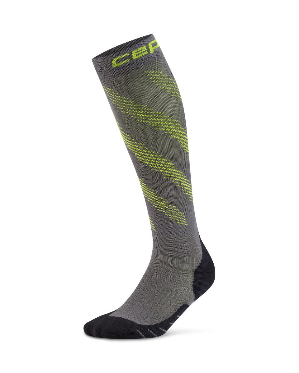 Sporting Goods Șosete compresie înalte CEP Run Elliptic - gri închis/lime | femei