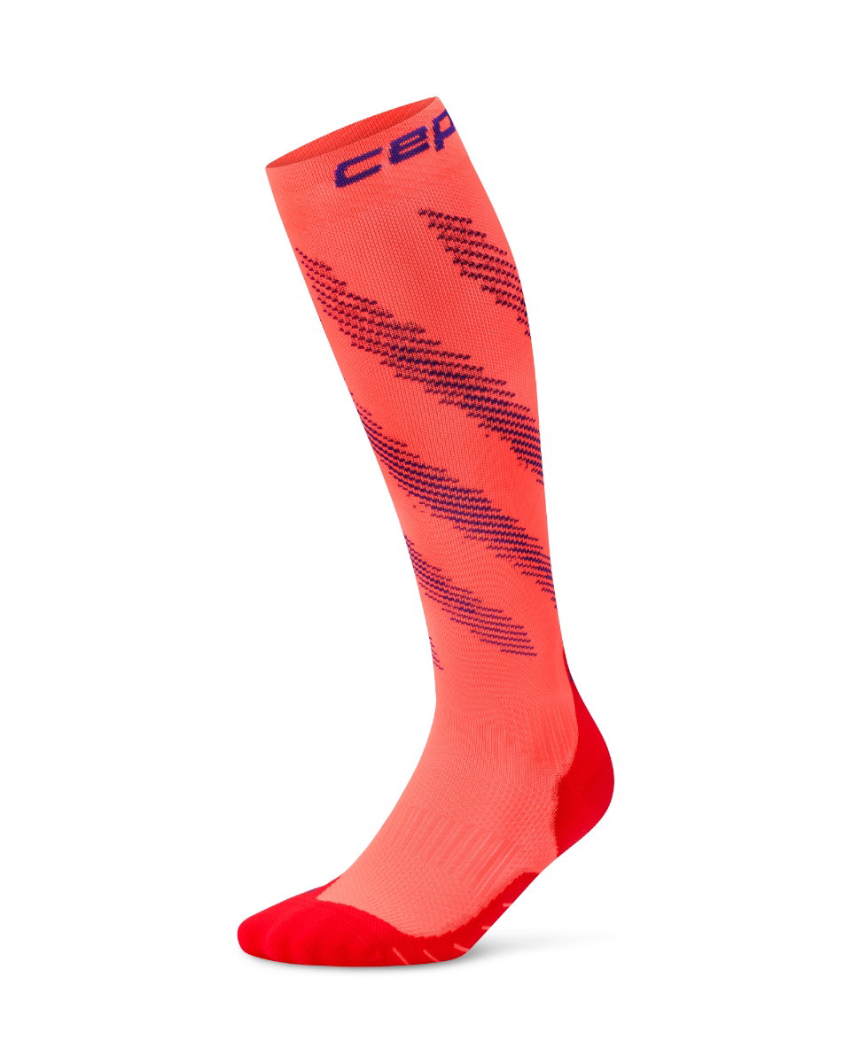 Sporting Goods Șosete compresie înalte CEP Run Elliptic - coral neon/mov | femei