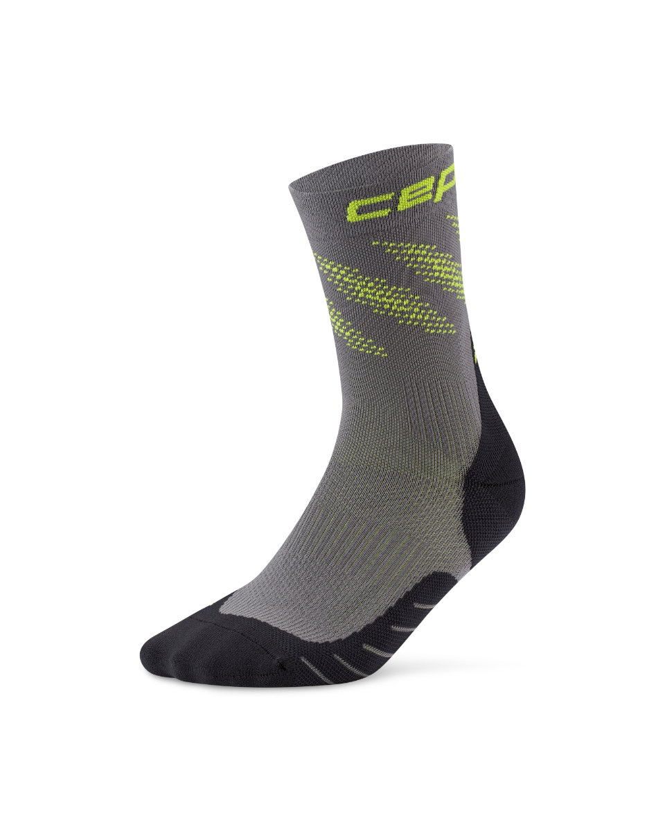 Sporting Goods Șosete compresie mid cut CEP Core Run Edt. Elliptic - gri închis/lime