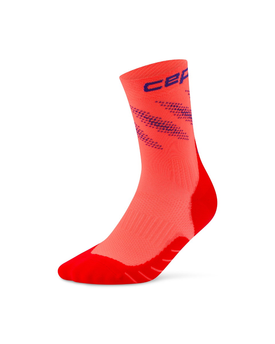 Sporting Goods Șosete compresie mid cut CEP Core Run Edt. Elliptic - neon coral/mov