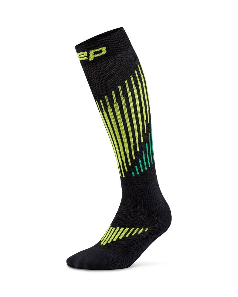Sporting Goods Șosete compresie înalte CEP Core Run Merino 3.0 - negru/lime | alergare iarnă