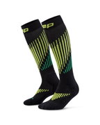Șosete compresie înalte CEP Core Run Merino 3.0 - negru/lime | alergare iarnă