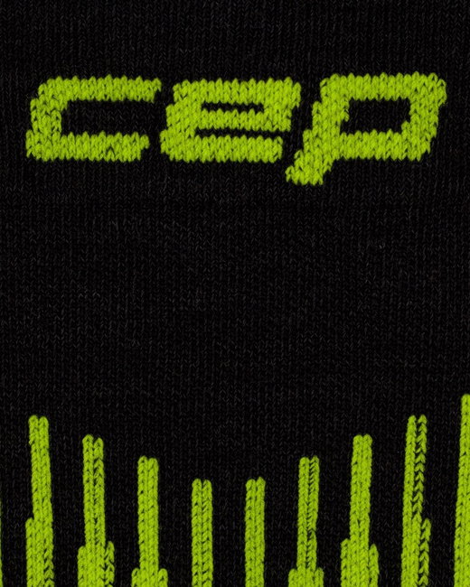 Șosete compresie înalte CEP Core Run Merino 3.0 - negru/lime | alergare iarnă