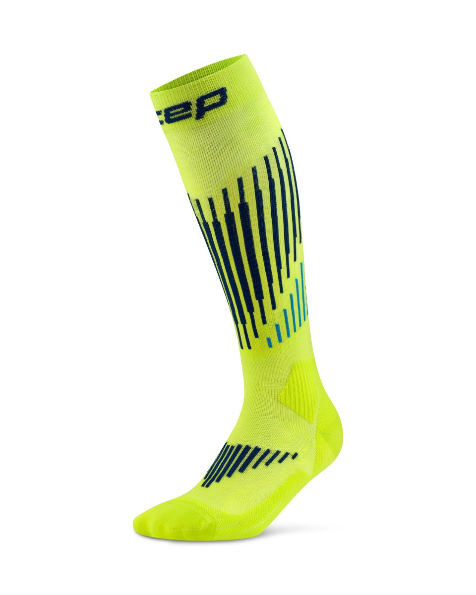 Sporting Goods Șosete compresie înalte CEP Core Run Merino 3.0 - lime/albastru | alergare iarnă