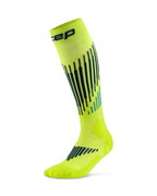 Șosete compresie înalte CEP Core Run Merino 3.0 - lime/albastru | alergare iarnă