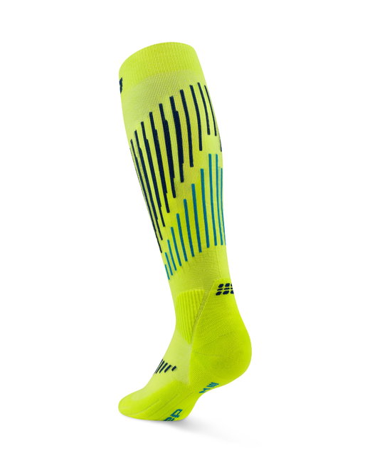 Șosete compresie înalte CEP Core Run Merino 3.0 - lime/albastru | alergare iarnă