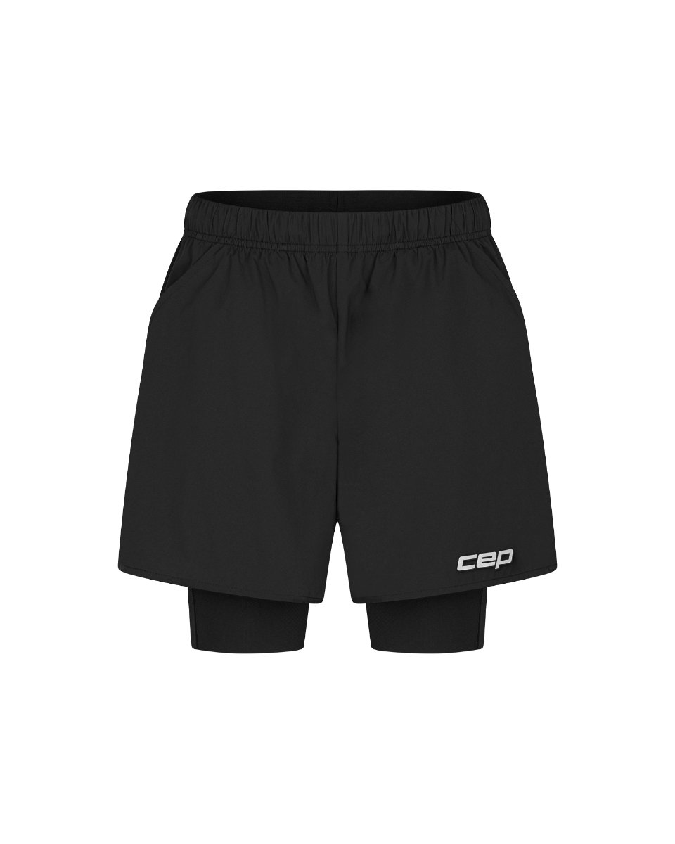 Sporting Goods Pantaloni scurți alergare CEP Core Run 2in1 femei - negru | compresie + libertate mișcare