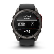 Garmin fenix 8 Pro – 51 mm, MicroLED | Sapphire, Titan DLC gri carbon cu curea din silicon neagră/Pebble Grey