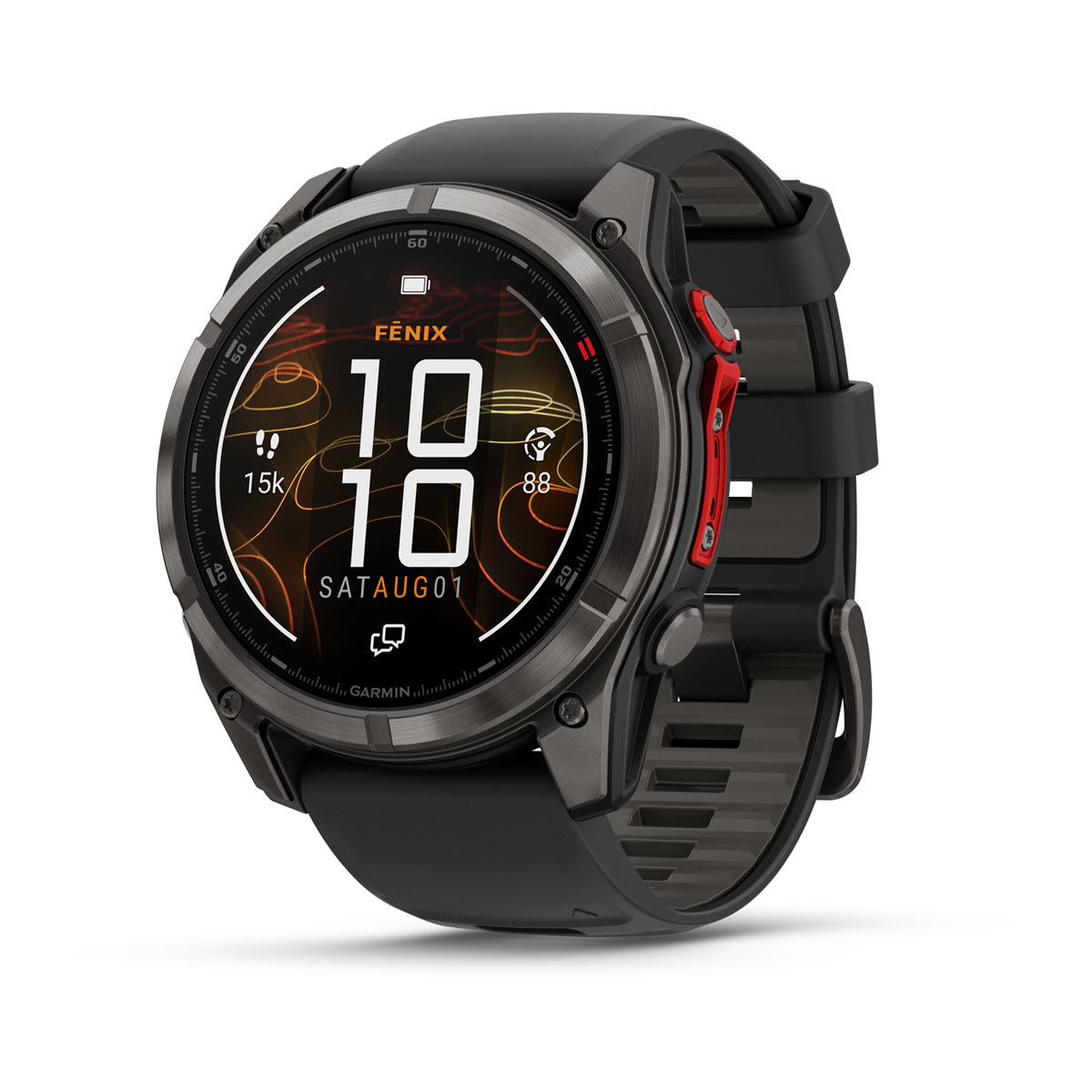 etichete autocolante Garmin fenix 8 Pro – 51 mm, MicroLED | Sapphire, Titan DLC gri carbon cu curea din silicon neagră/Pebble Grey