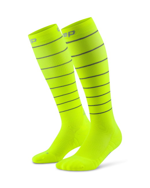 Șosete compresie alergare CEP Pro Run Reflective 2.0 - galben neon | vizibilitate