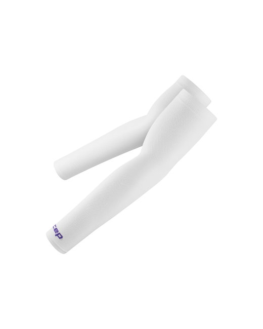 Mâneci compresie braț CEP Run Ultralight - alb | protecție UV