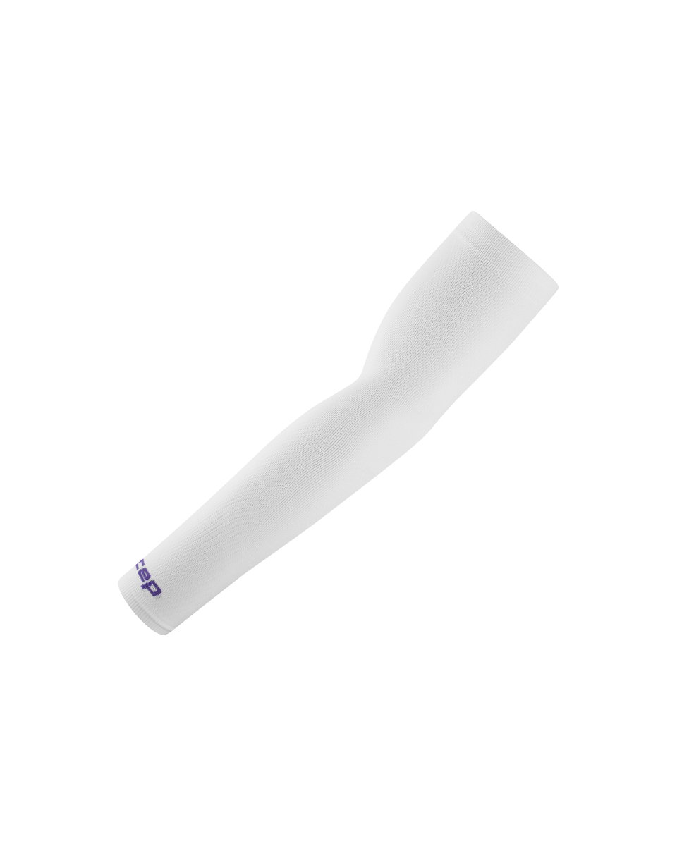 Sporting Goods Mâneci compresie braț CEP Run Ultralight - alb | protecție UV