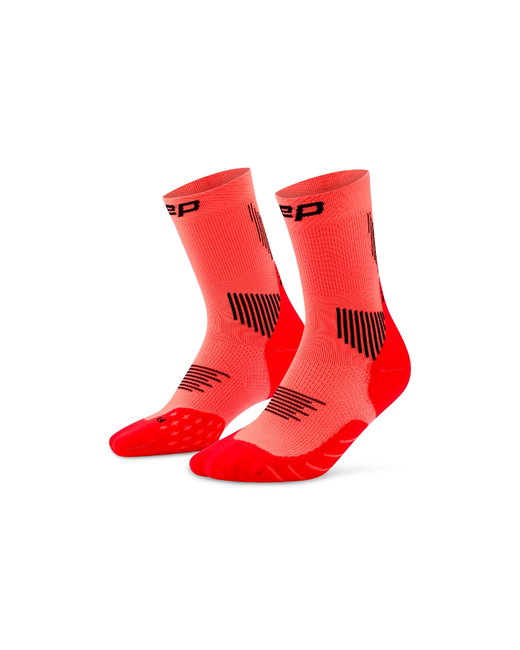 Șosete compresie alergare CEP Run 5.0 Mid Cut - coral neon | femei