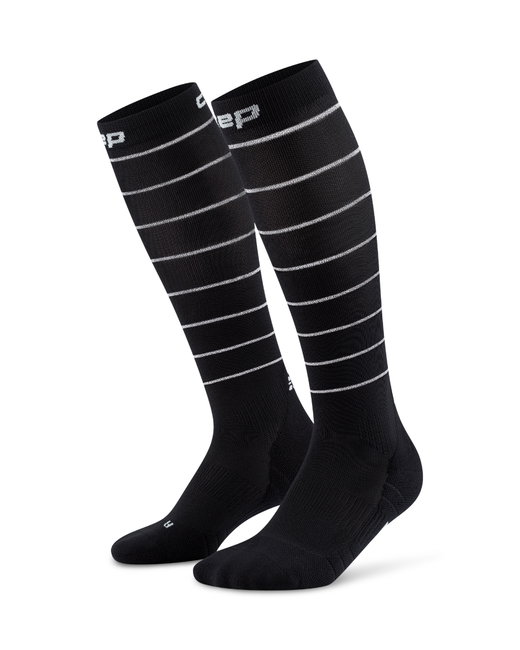 Șosete compresie alergare CEP Pro Run Reflective 2.0 - negru | vizibilitate