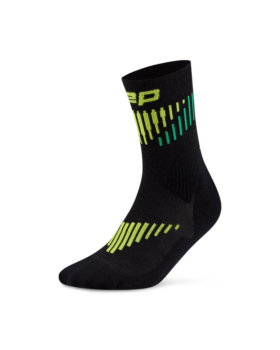 Sporting Goods Șosete compresie CEP Core Run Merino Mid Cut - negru/lime | alergare vreme rece