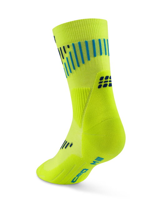 Șosete compresie CEP Core Run Merino Mid Cut - lime/albastru | alergare vreme rece
