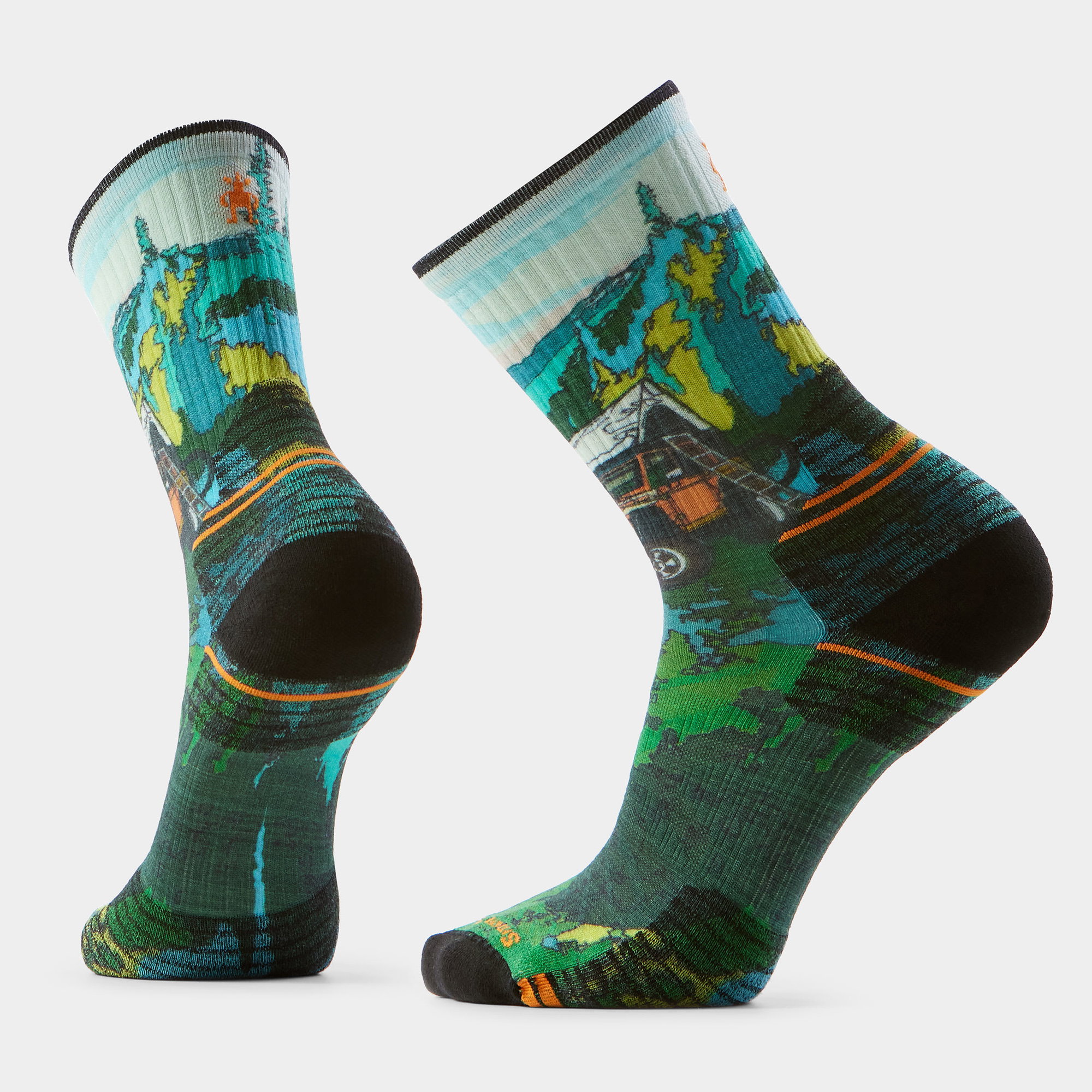 Smartwool Șosete Merino hiking Smartwool Hike Trail Trekker Print - verde Winter Moss | Crew | Targeted Cushion