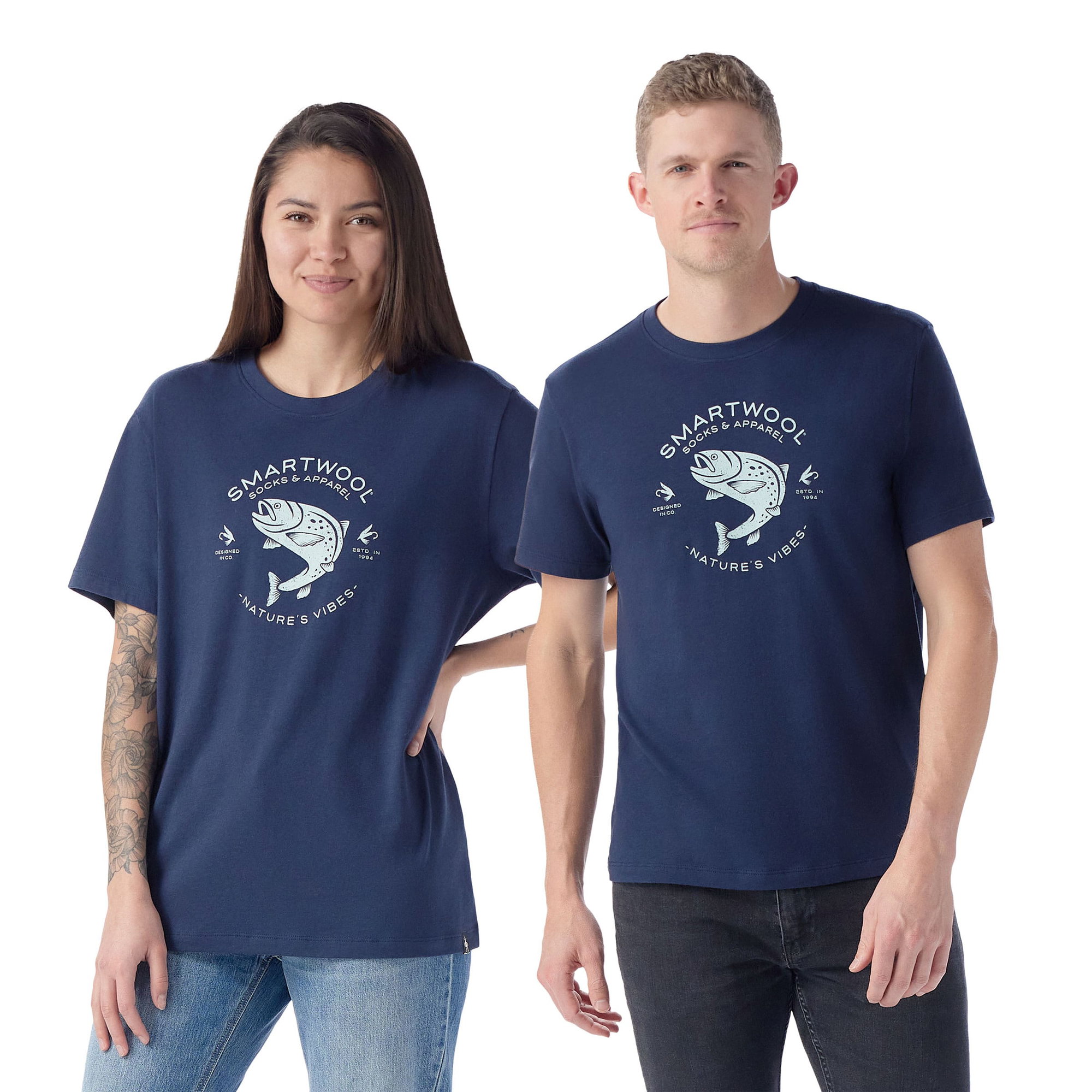 Smartwool Smartwool - tricou merino - Trout Fishing Short Sleeve Graphic Tee - Albastru