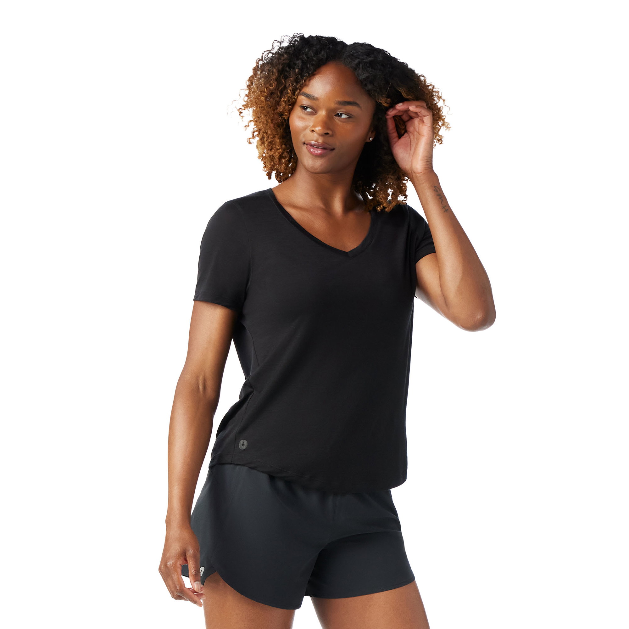 Smartwool Smartwool - tricou merino - Active Ultralite V-Neck Short Sleeve W - Negru