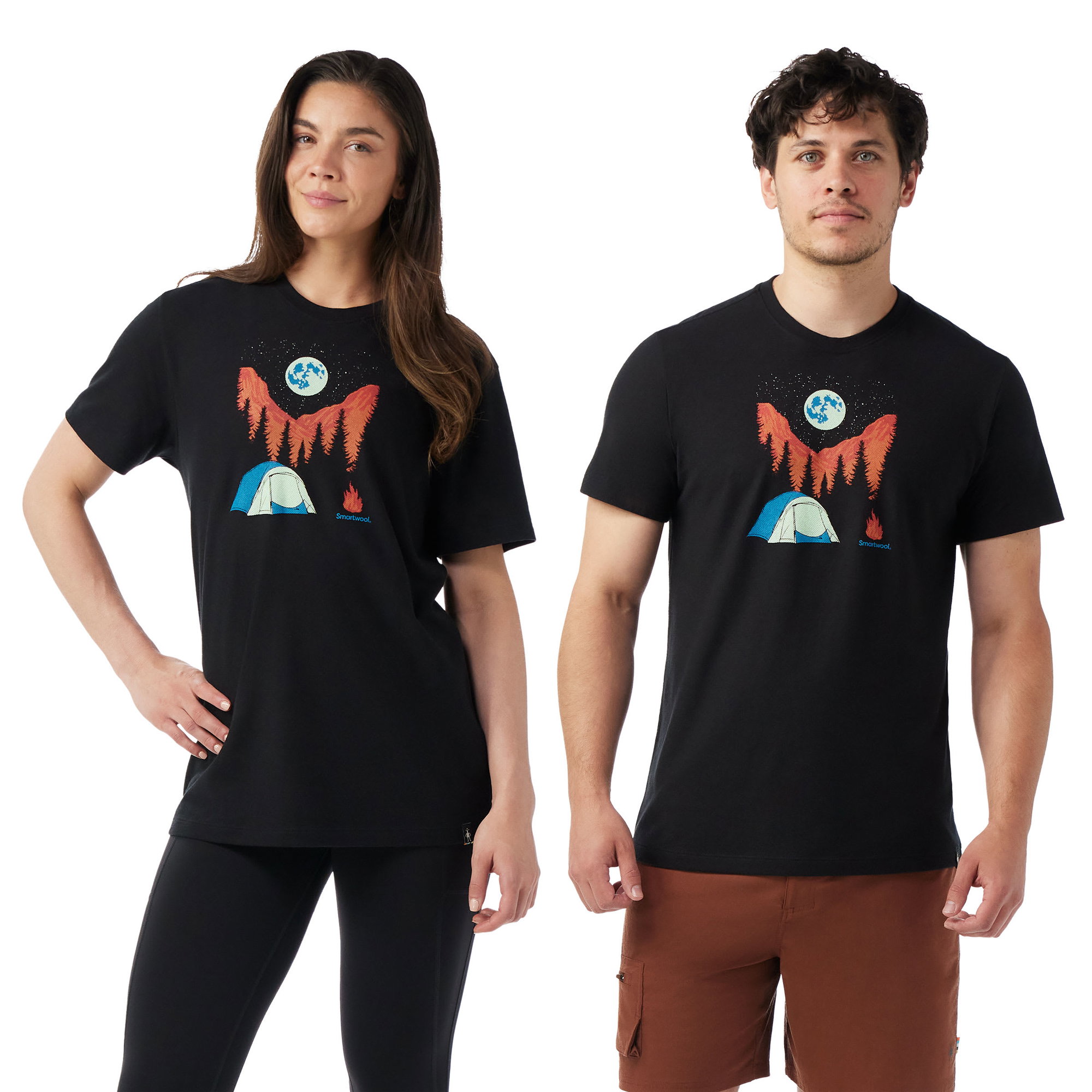Smartwool Smartwool - tricou merino - Night Camp Short Sleeve Graphic Tee - Negru
