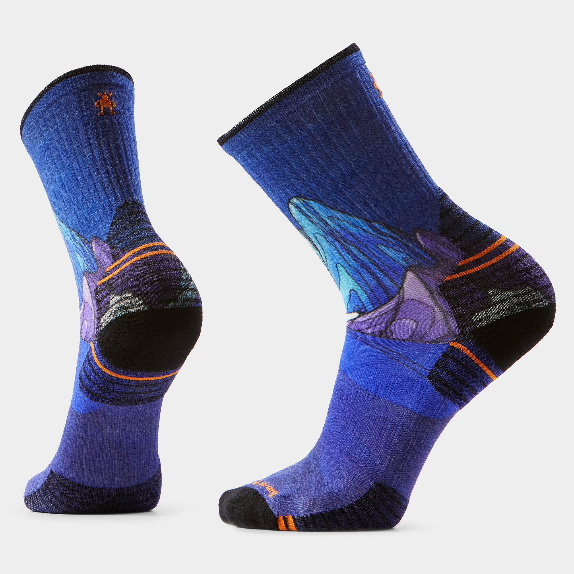 Smartwool Șosete Merino hiking Smartwool Hike Mountain Myth Print - bleumarin Deep Navy | Crew | Targeted Cushion