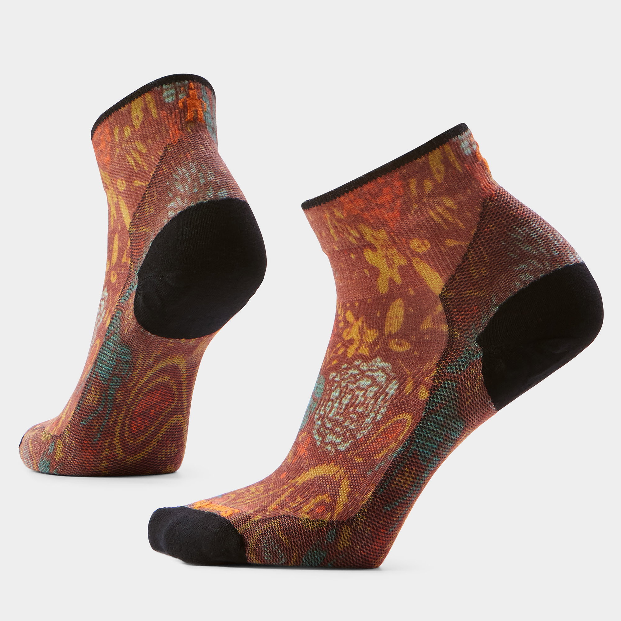 Smartwool Șosete Merino ciclism Smartwool Bike Paisley Print - roșu Picante | Crew | Zero Cushion